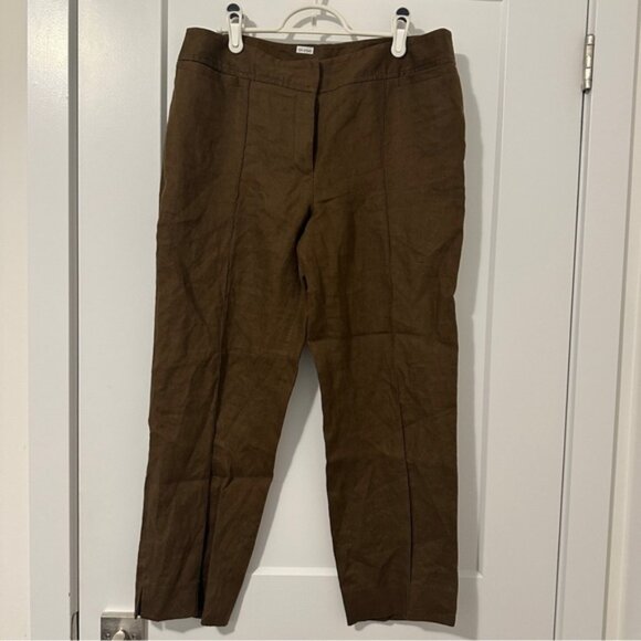 Rafaella Brown Linen Pleated Trousers Size 10 Women’s - Picture 1 of 9